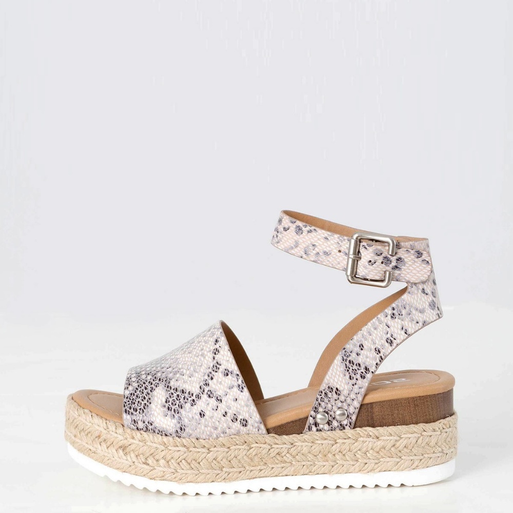 NEW🔥 Snake Peep Toe Ankle Strap Espadrille Sandal - Picture 3 of 4